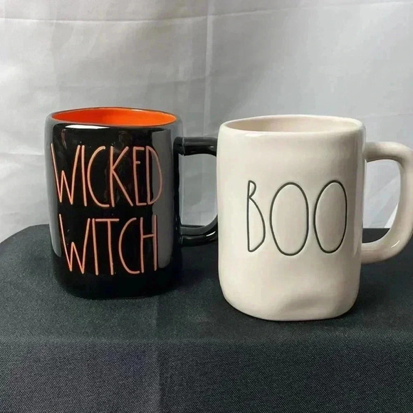 RAE DUNN SET OF 2 HALLOWEEN COFFEE MUGS WICKED WITCH MUG AND BOO MUG - Picture 8 of 14
